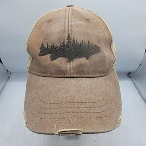 Fish and Forest Adults Brown Trucker Hat Adjustable Breathable Comfort Casual